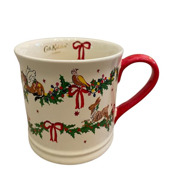 Set of 2 Cath Kidston CHRISTMAS Red Bow Animal Garland Mug Holiday Tea Cup New - Picture 5 of 15